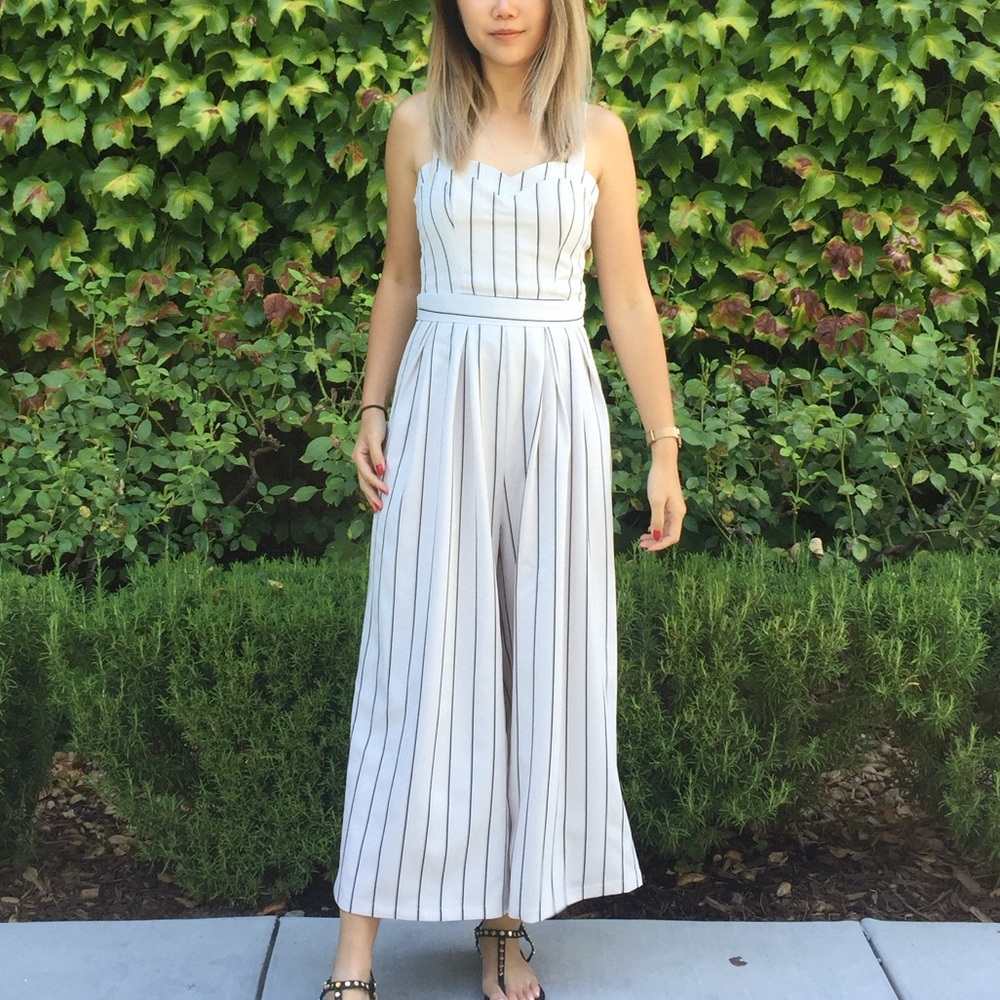 Pinstripe babydoll jumpsuit small